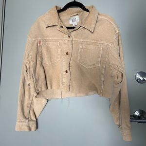 Urban outfitters tan cropped corduroy jacket